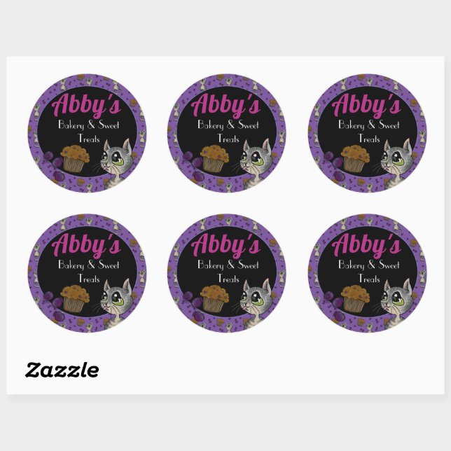 Blueberry Muffin Bloop Cat Custom Bakery  Classic Round Sticker (Sheet)