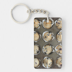 Blueberry Muffin in a cupcake pan keychain
