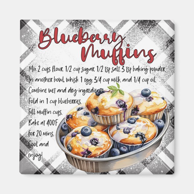 Blueberry Muffin recipe Magnet (Front)