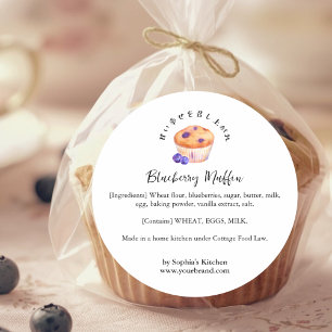 Blueberry Muffin Watercolor Ingredient Classic Round Sticker