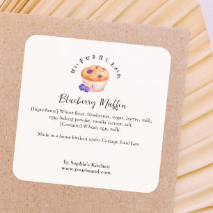 Blueberry Muffin Watercolor Ingredient Product Square Sticker