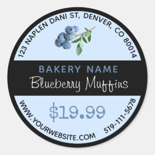 Blueberry Muffins Bakery Round Sticker