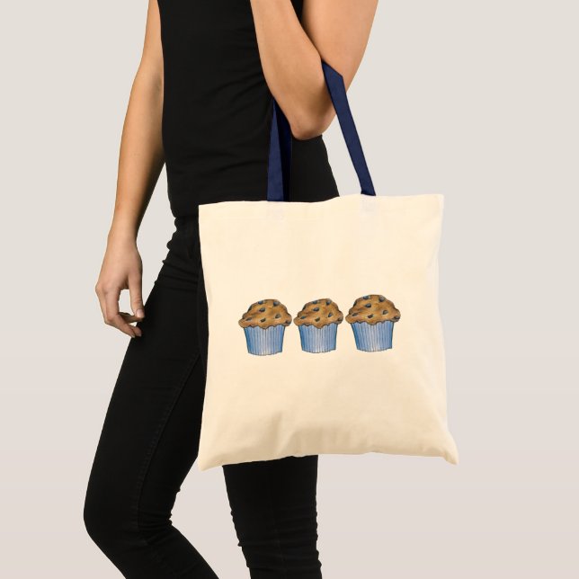 Blueberry Muffins Blue Breakfast Food Bakery Tote Bag (Front (Product))