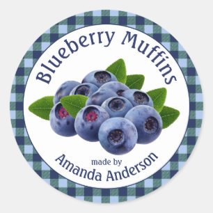 Blueberry Muffins Plaid 3" Circle Food Label