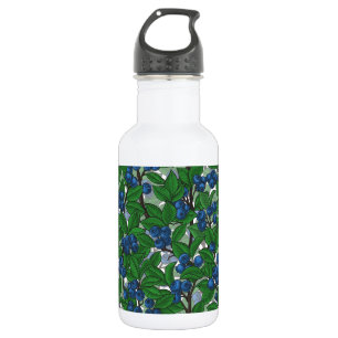 Blueberry on white 532 ml water bottle