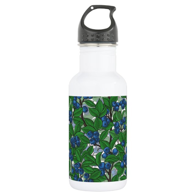 Blueberry on white 532 ml water bottle (Front)