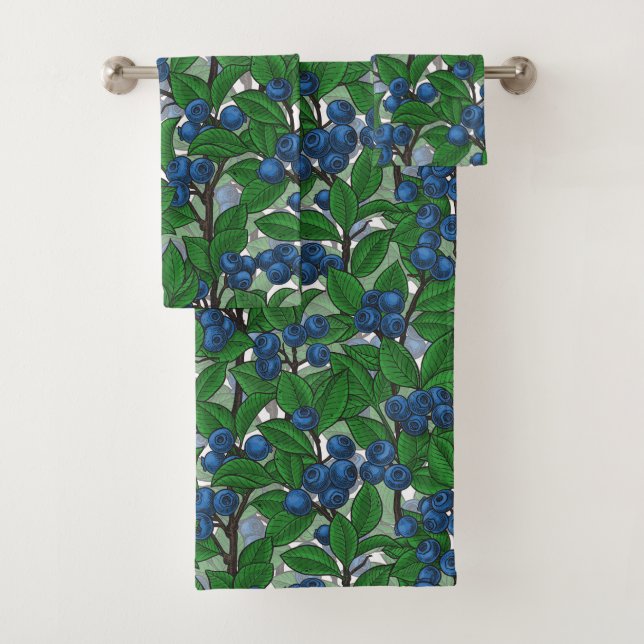 Blueberry on white bath towel set (Insitu)