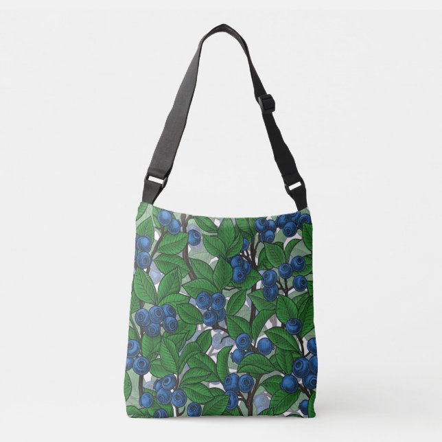 Blueberry on white crossbody bag (Front)