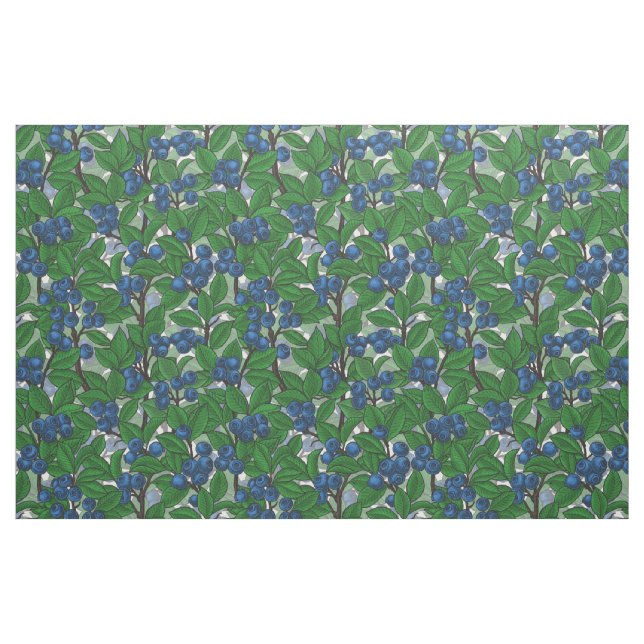 Blueberry on white fabric (Fat Quarter)