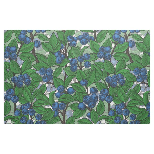 Blueberry on white fabric (Fat Quarter)