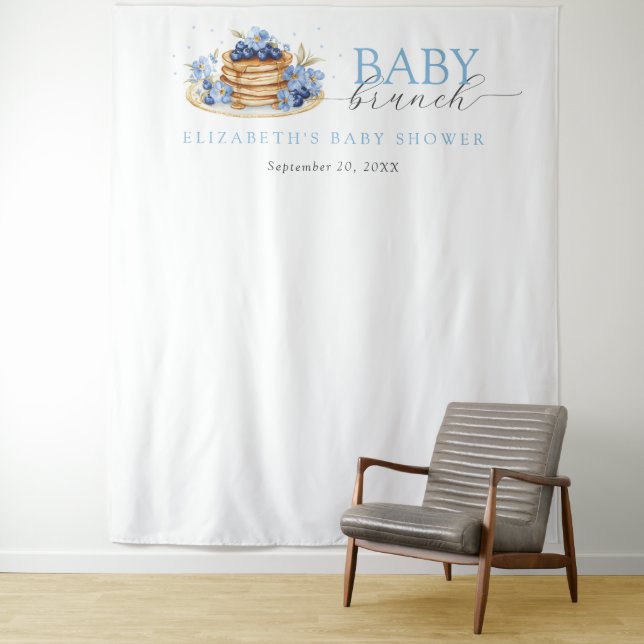 Blueberry Pancake Baby Brunch Baby Shower Backdrop Tapestry (In Situ)