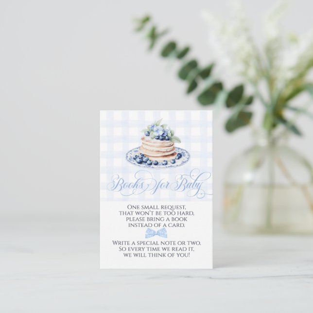 Blueberry Pancake Baby Brunch Baby Shower Books Enclosure Card (Standing Front)