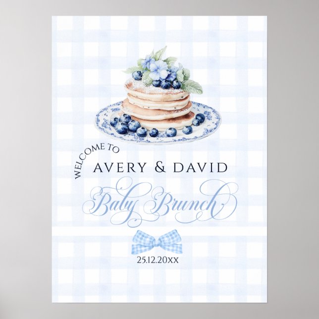 Blueberry Pancake Baby Brunch Baby Shower Boy Poster (Front)