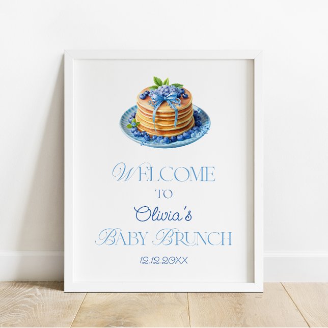 Blueberry Pancake Baby Brunch Baby Shower Welcome Poster (Creator Uploaded)