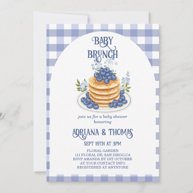 Blueberry Pancake Baby Brunch Shower Invitation (Front)