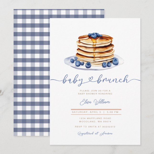 Blueberry Pancake Baby Shower Invite (Front/Back)