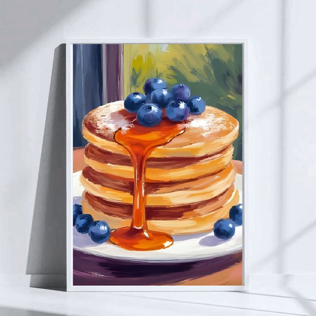 Blueberry Pancakes | Oil Painting Art Poster (Creator Uploaded)