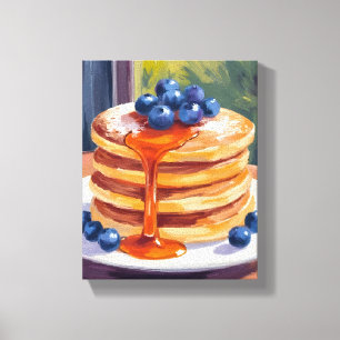 Blueberry Pancakes   Oil Painting Canvas Print