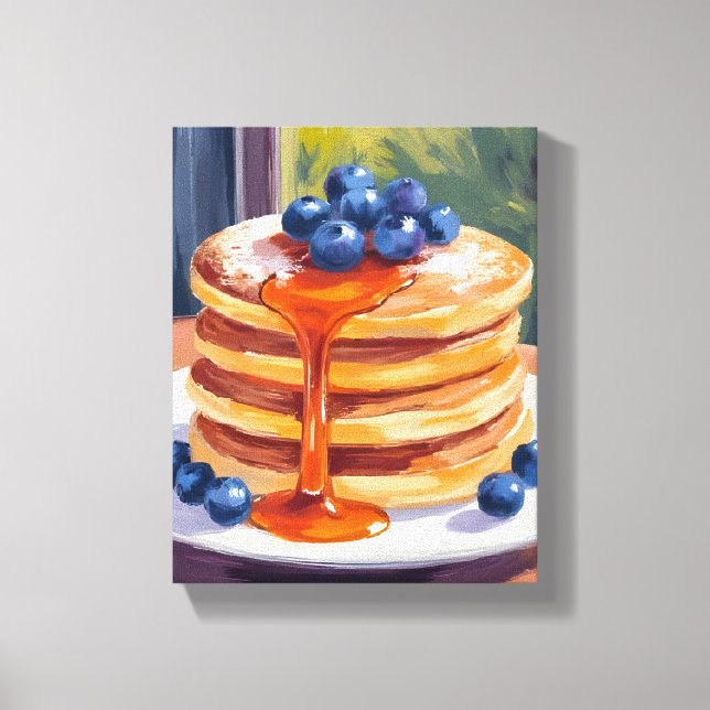 Blueberry Pancakes | Oil Painting Canvas Print (Front)