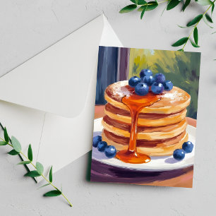 Blueberry Pancakes Oil Painting Card