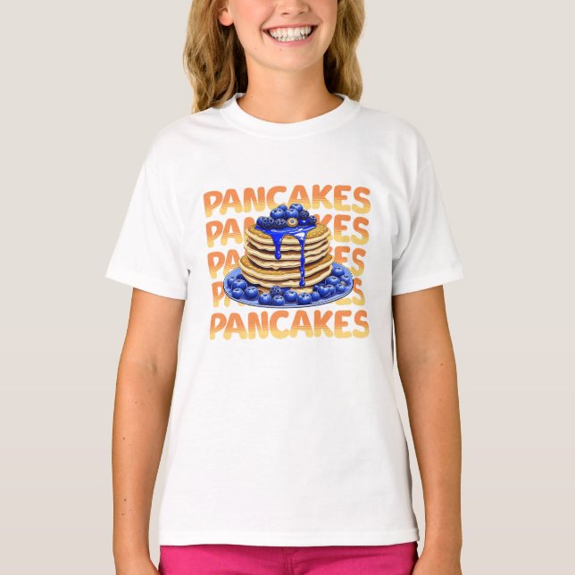 Blueberry Pancakes, Yummy Foodie T-Shirt (Front)