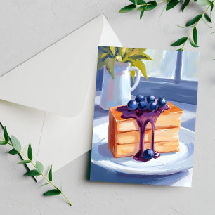 Blueberry Pastry Dessert Cake Watercolor Card
