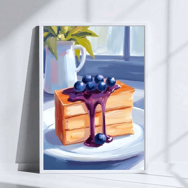 Blueberry Pastry Dessert Cake Watercolor Poster (Creator Uploaded)