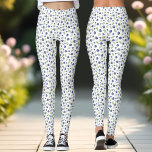 Blueberry Pattern Berries Summer Leggings<br><div class="desc">Cute leggings with a watercolor blueberry pattern with green leaves on the white background. - Kate Eden Art</div>