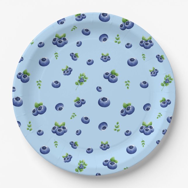 Blueberry Pattern Paper Plate (Front)
