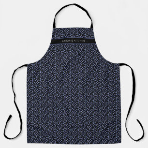 Blueberry Pattern Personalised Name Black Blue Apron