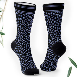 Blueberry Pattern Personalised Name Black Blue Socks