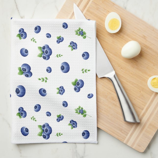 Blueberry Pattern Tea Towel (Quarter Fold)