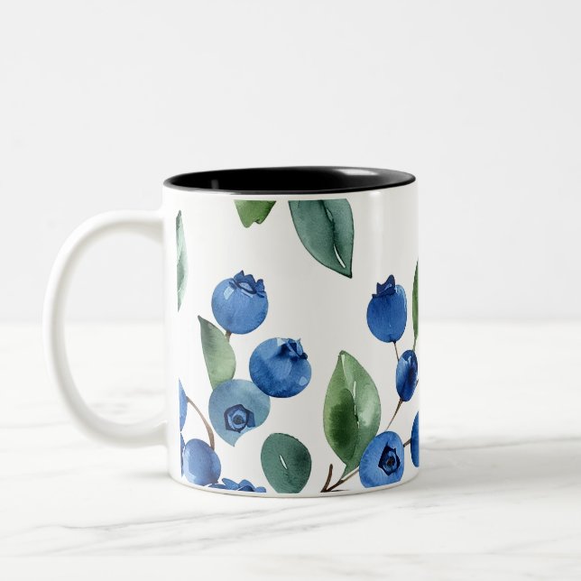 Blueberry pattern Two-Tone coffee mug (Left)