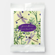 Blueberry pattern with dragonflies