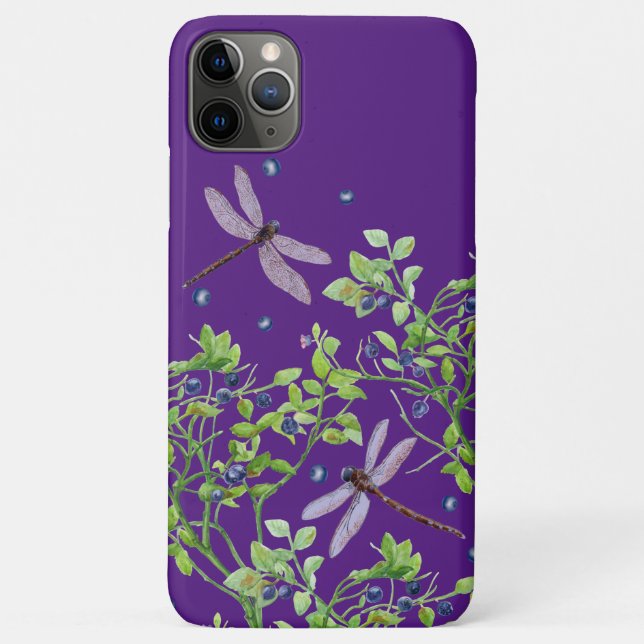 Blueberry pattern with dragonflies Case-Mate iPhone case (Back)