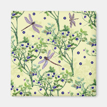 Blueberry pattern with dragonflies