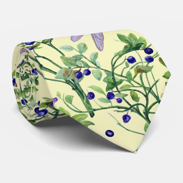 Blueberry pattern with dragonflies tie (Rolled)