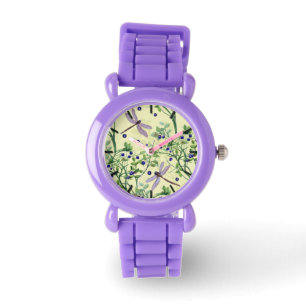 Blueberry pattern with dragonflies watch