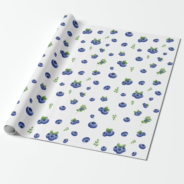 Blueberry Pattern Wrapping Paper (Unrolled)