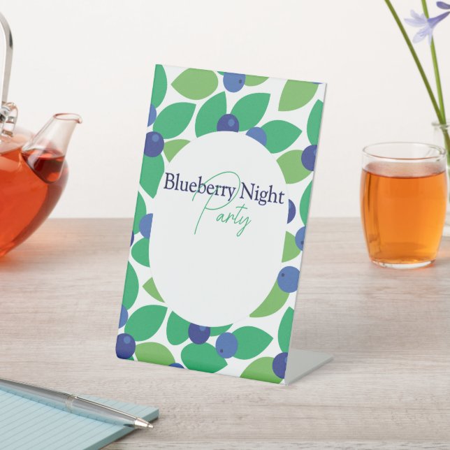 Blueberry. Pedestal Sign (In SItu)