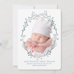 Blueberry Photo Birth Announcement