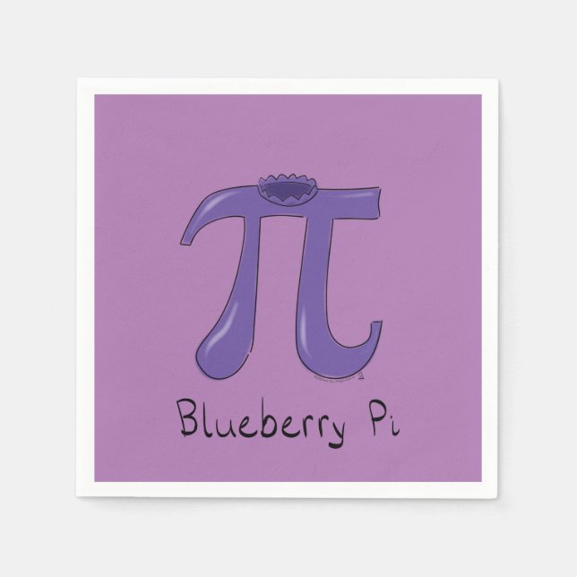 Blueberry Pi Cute Math Pi Day Party Napkins (Front)