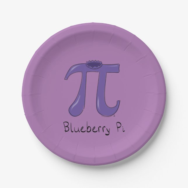 Blueberry Pi Cute Math Pi Day Party Paper Plates (Front)