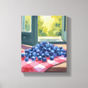 Blueberry Picking Fruit Watercolor Blueberries Canvas Print