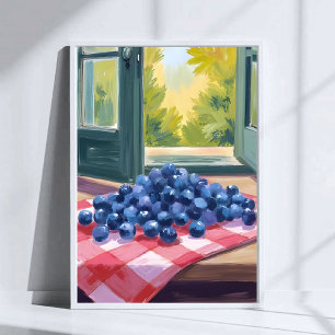 Blueberry Picking   Fruit Watercolor Blueberries Poster