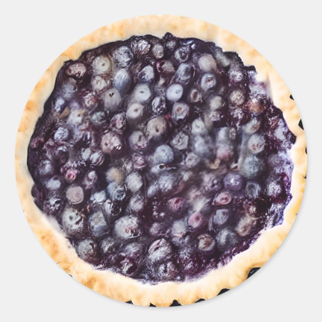 Blueberry Pie and Fancy Crust Classic Round Sticker (Front)