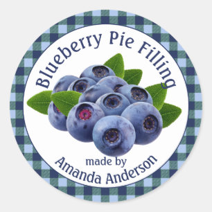 Blueberry Pie Filling Plaid 3" Circle Food Label