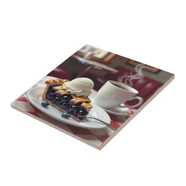 Blueberry Pie, Ice Cream & Coffee Tile (Side)
