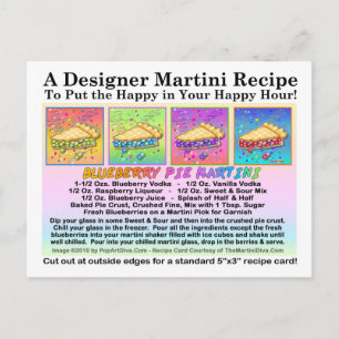 Blueberry Pie Martini Recipe Card Postcard