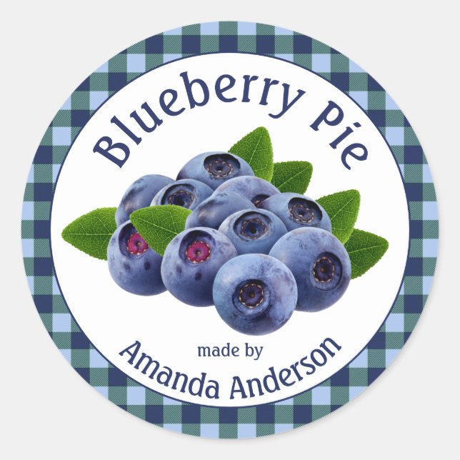 Blueberry Pie Plaid 3" Circle Food Label (Front)